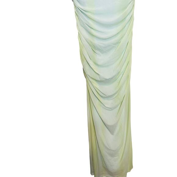 SIGNIFICANT OTHER Green Striped Mesh Square Neck Bodycon Verona Dress Size US 6 - Picture 7 of 14